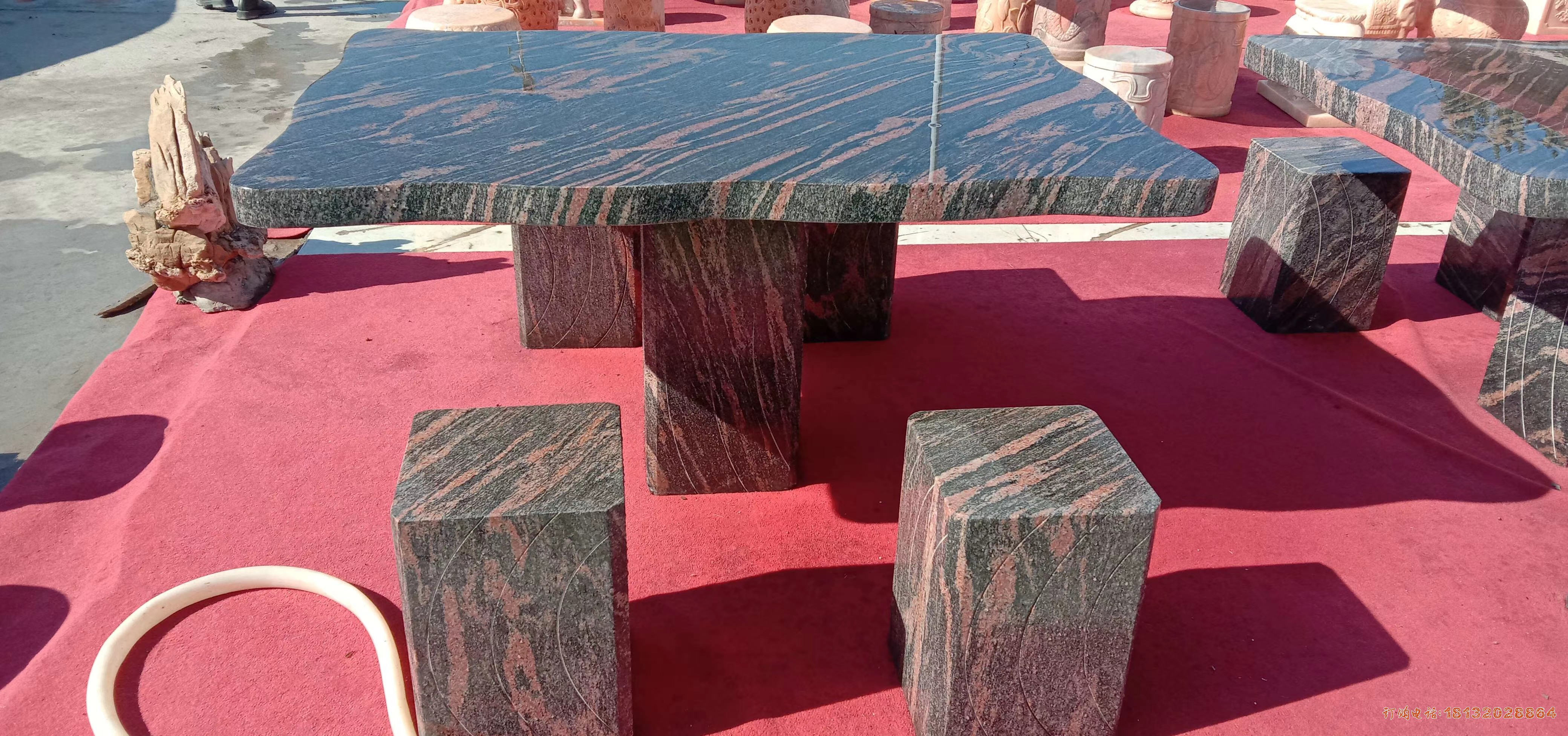 大理石方形石桌凳石雕