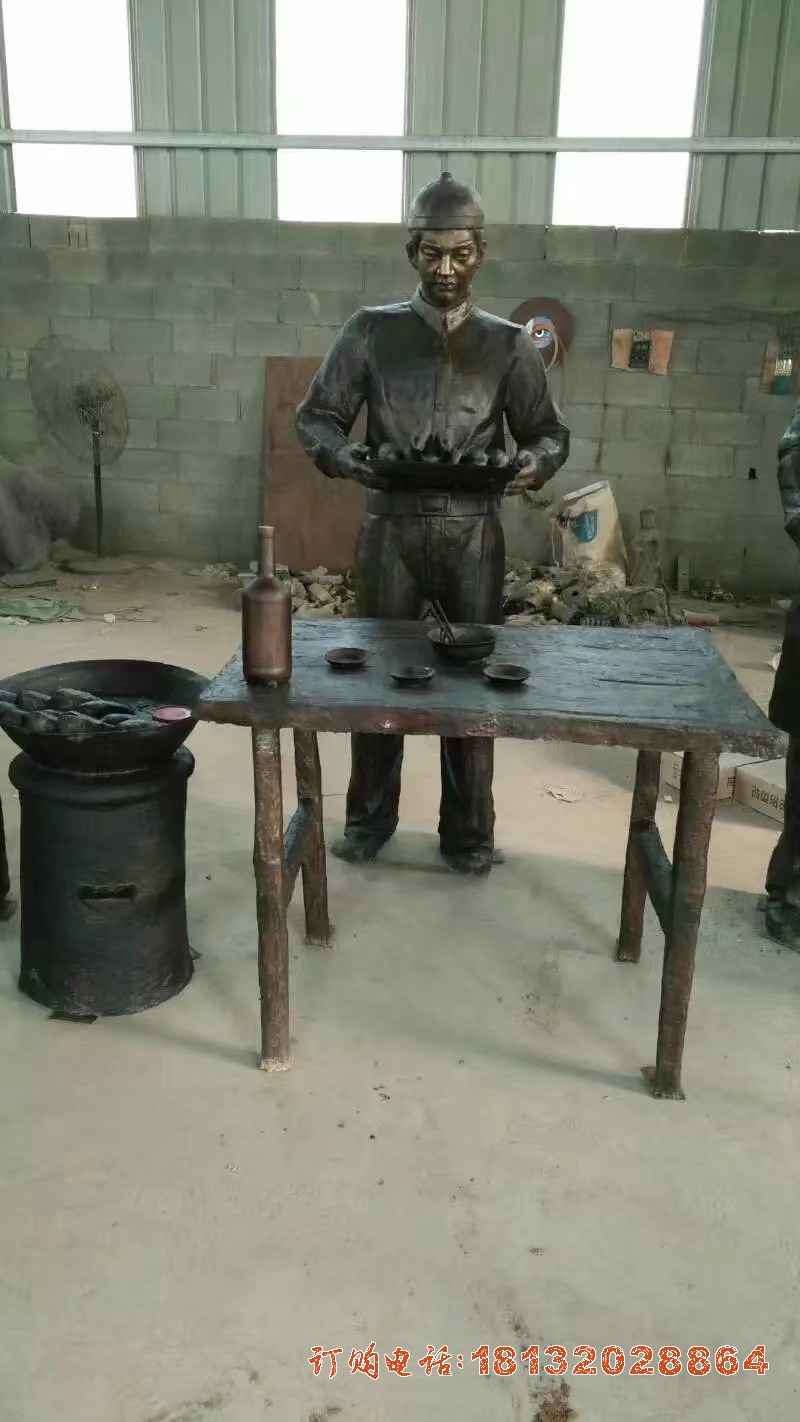铸铜做饭人物铜雕