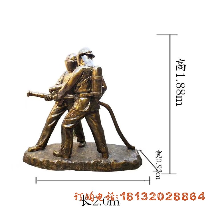 铸铜消防员人物铜雕 (2)