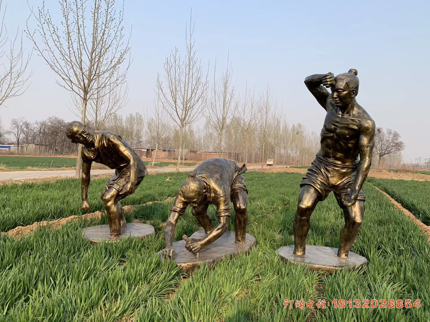 插秧人物铜雕 公园人物雕塑