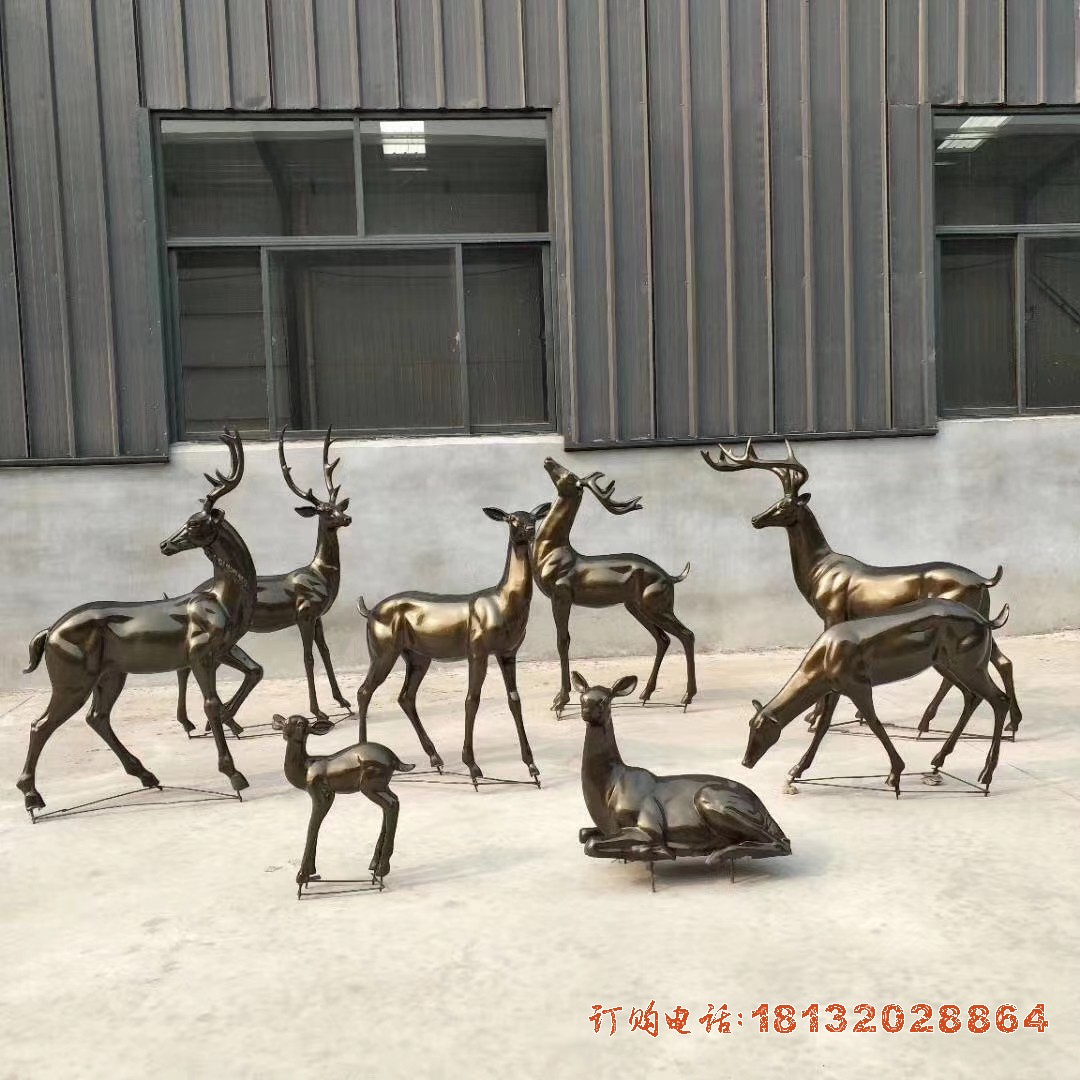 铜雕鹿群动物雕塑