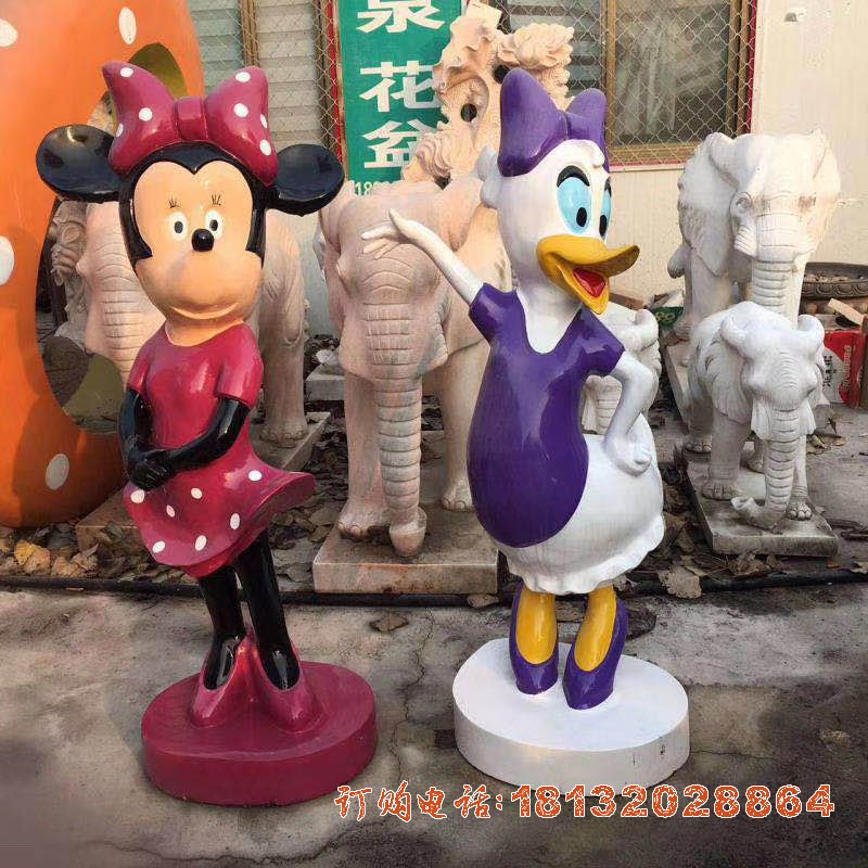 玻璃钢米老鼠与唐老鸭雕塑