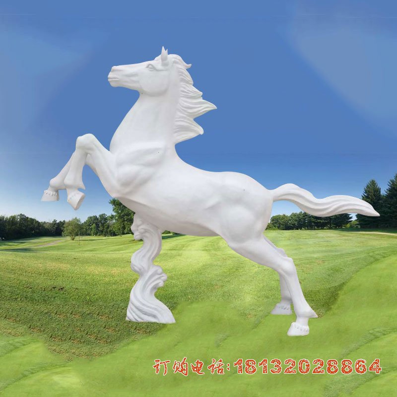 玻璃钢动物白马雕塑