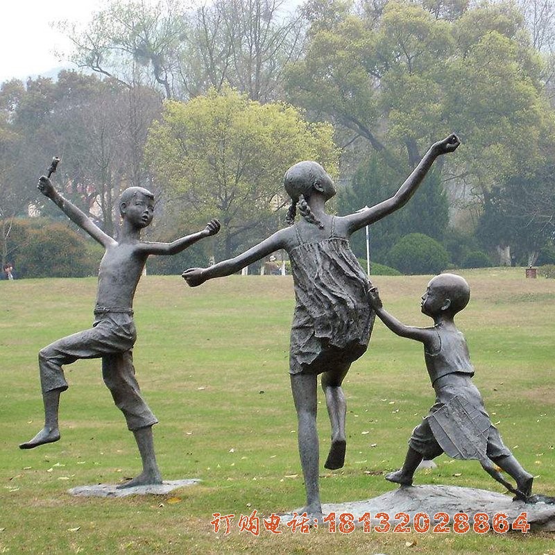 放风筝的儿童铜雕，公园小品铜雕[1][1]