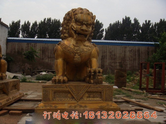 北京狮铜雕 
