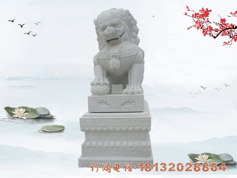 汉白玉北京狮门口镇宅狮子雕塑