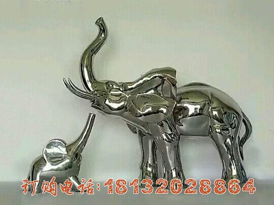 不锈钢母子大象雕塑动物雕塑