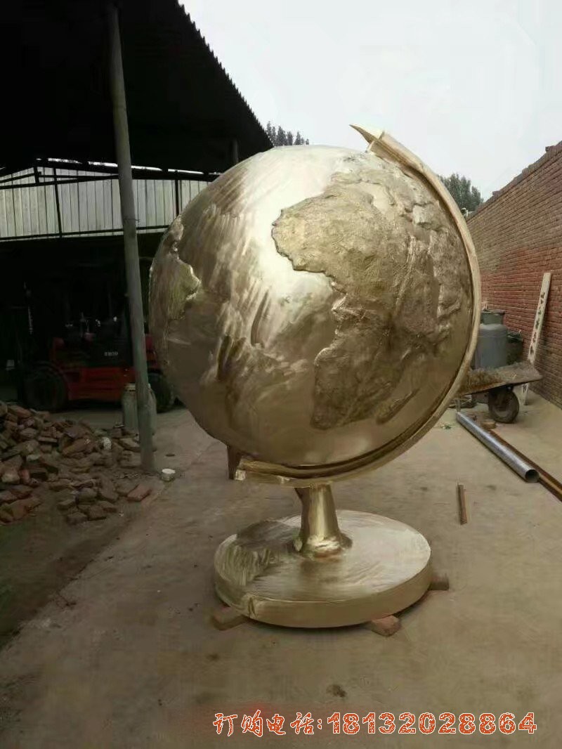 地球仪雕塑 校园景观铜雕