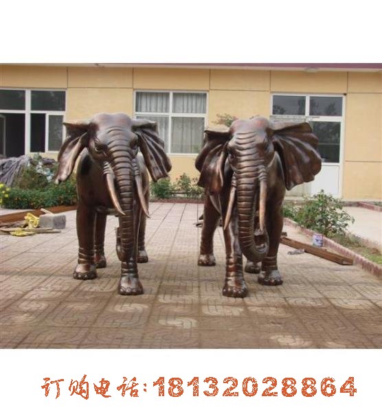 铜雕大象 一对大象铜雕