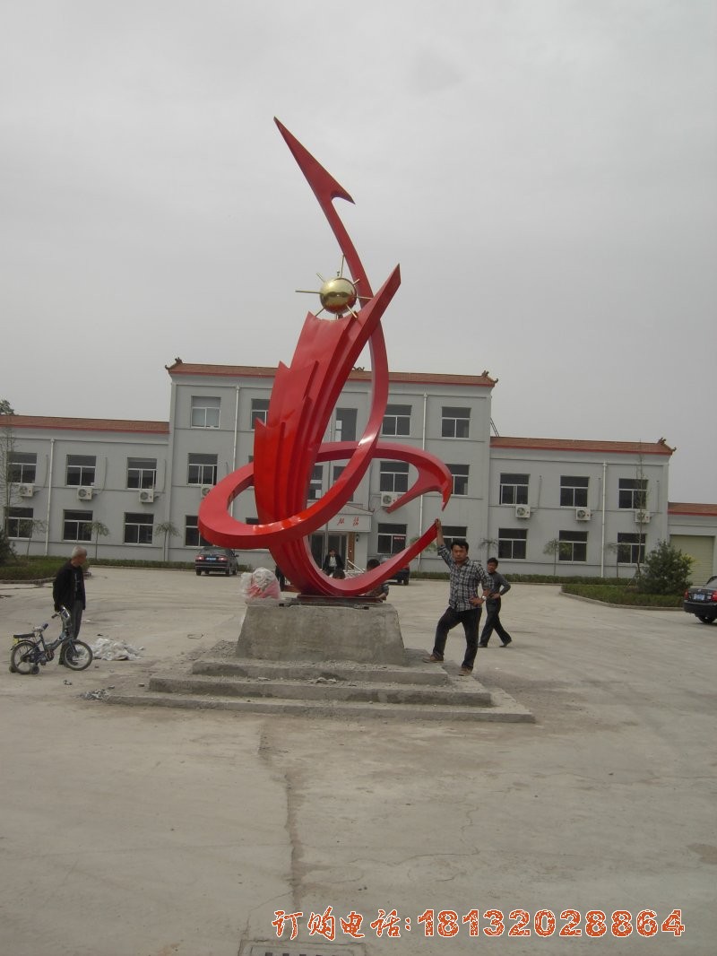 6米不锈钢东方红雕塑长治某镇政府效果图
