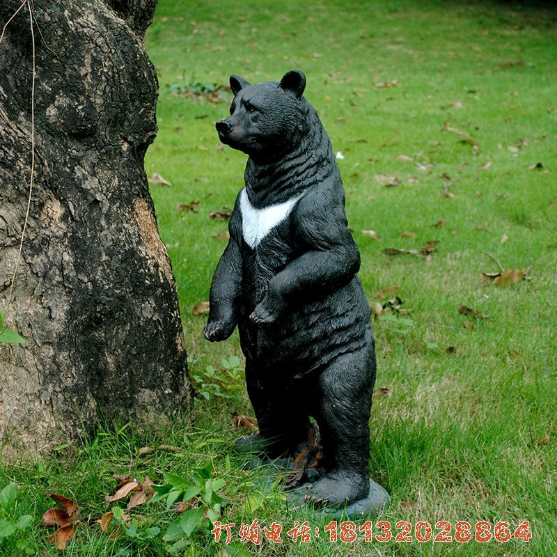 玻璃钢仿真动物雕塑立着的黑熊摆件