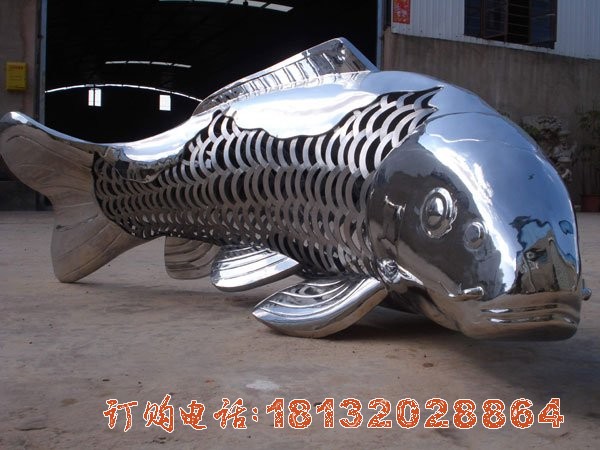 不锈钢鲤鱼雕塑，广场动物雕塑