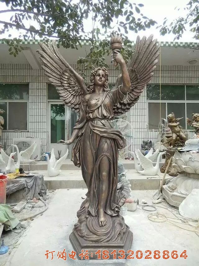 举圣火的女神铜雕 西方天使铜雕