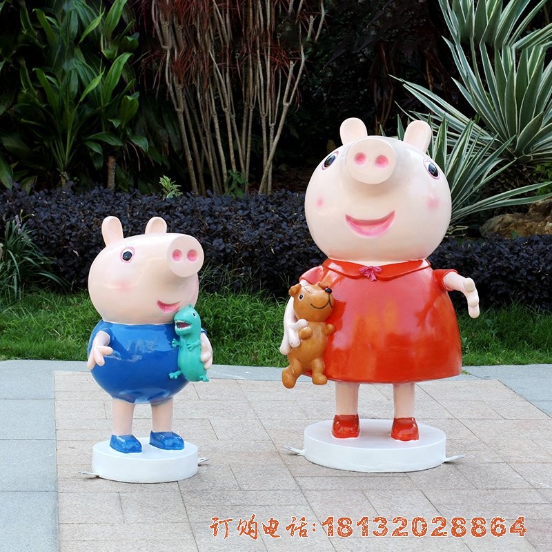 玻璃钢小猪佩奇 游乐场卡通动物雕塑