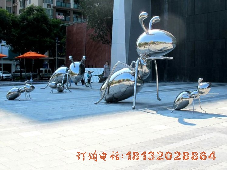 广场不锈钢蚂蚁雕塑