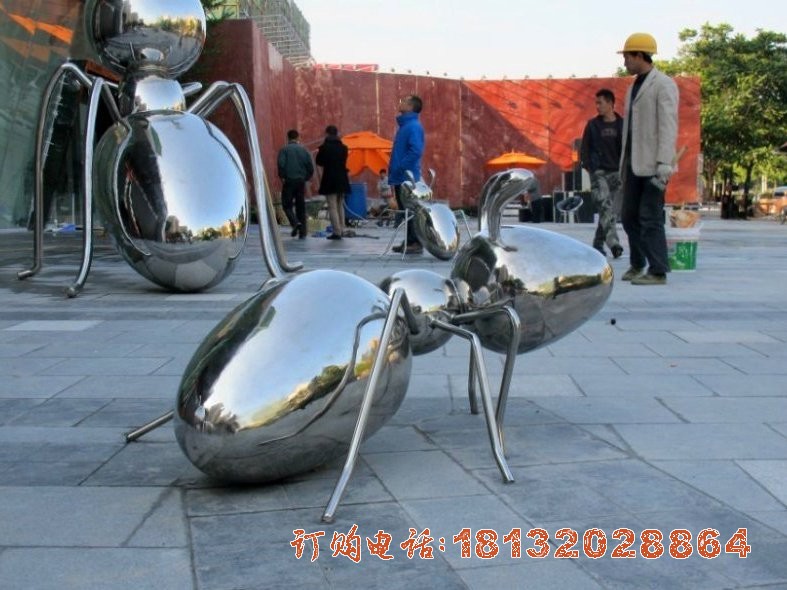 不锈钢蚂蚁雕塑 广场动物雕塑