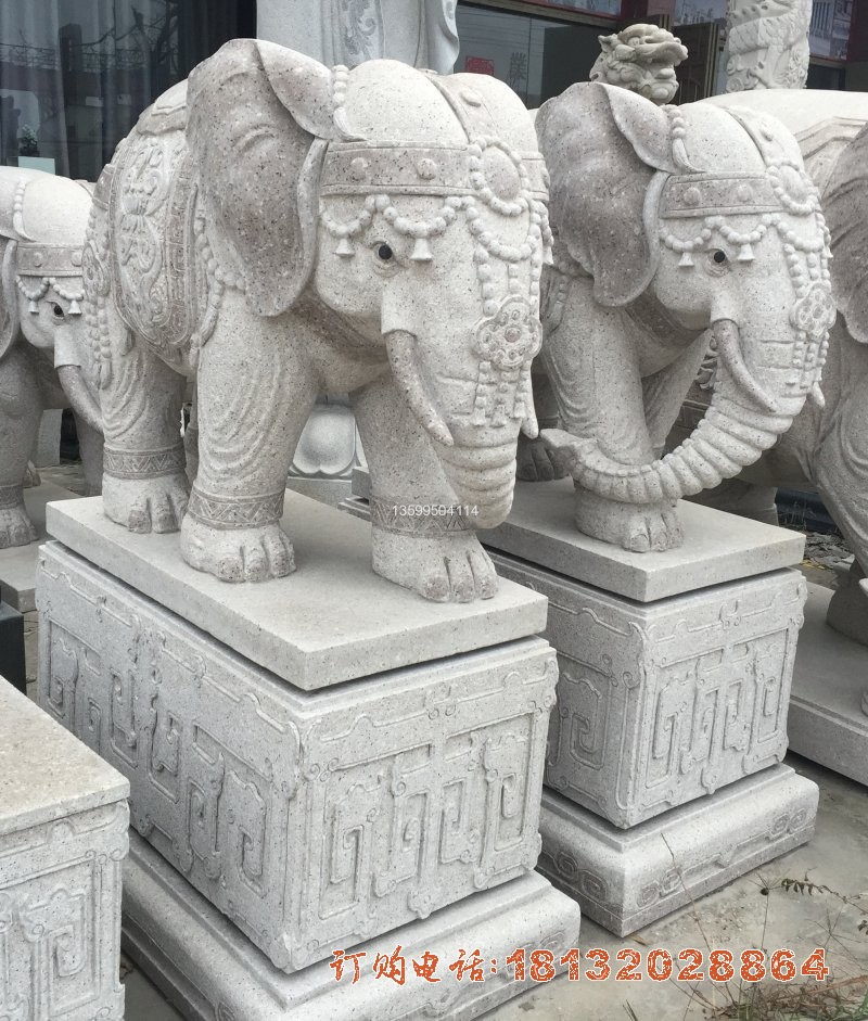 大理石大象，门口大象石雕