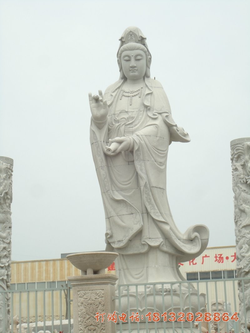 汉白玉立式观音菩萨 寺庙佛像石雕