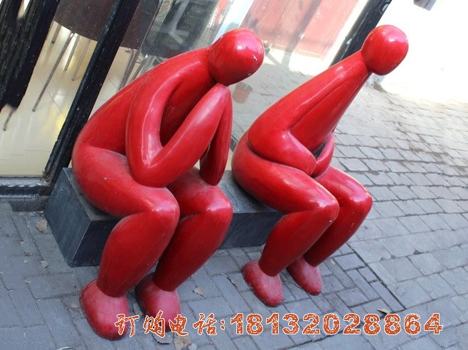 不锈钢抽象人物 街边人物雕塑