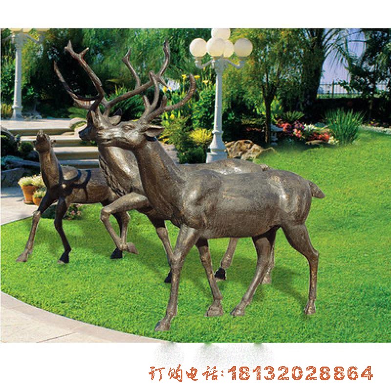 铜雕梅花鹿 公园动物铜雕