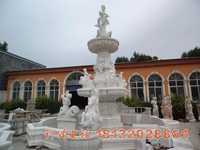 双层欧式喷泉石雕