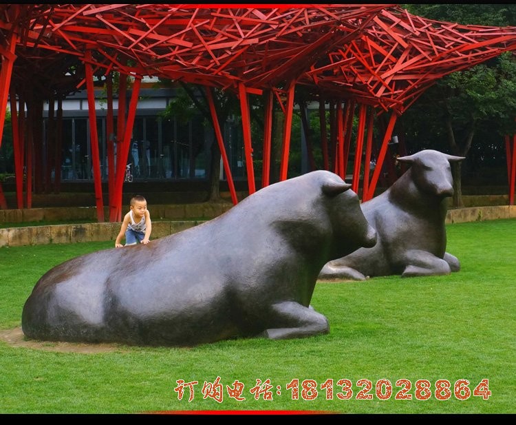 抽象牛铜雕 公园动物铜雕
