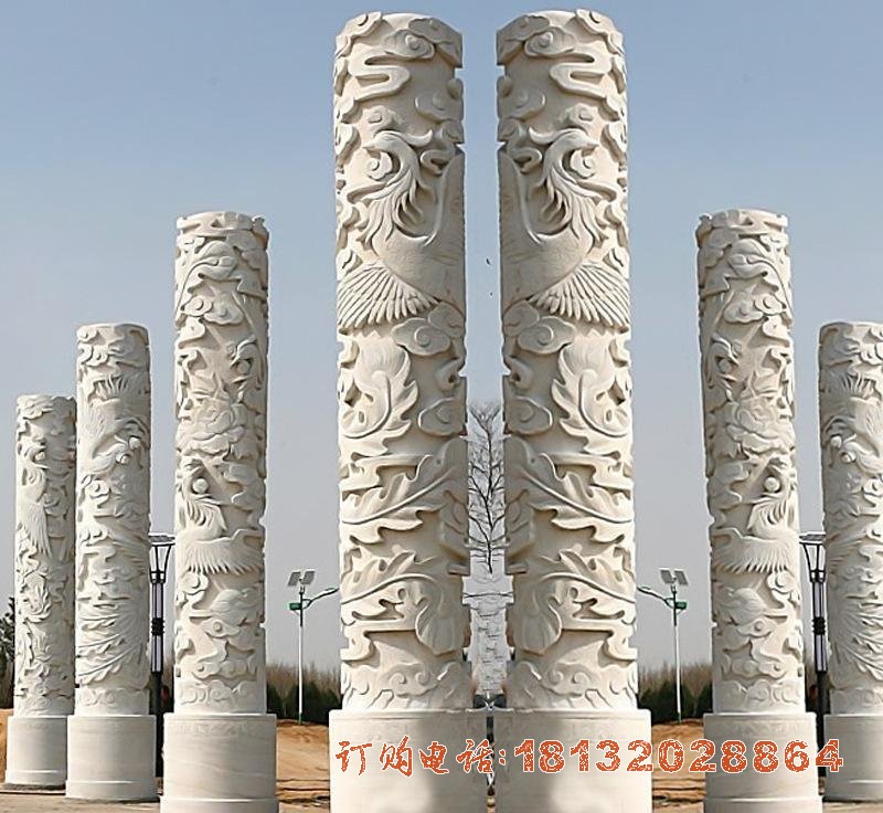 广场文化柱凤凰浮雕石柱