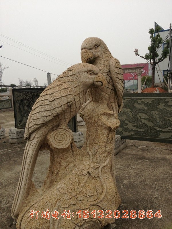公园动物砂岩鹦鹉雕塑