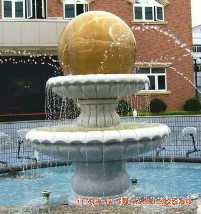 石雕双层风水球喷泉