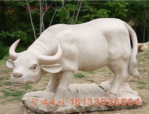 公园大理石牛雕塑
