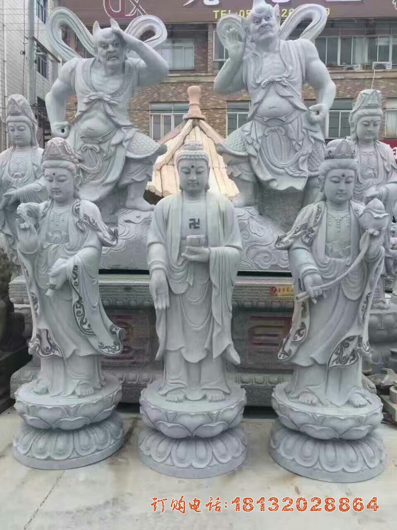 立式东方三圣雕塑