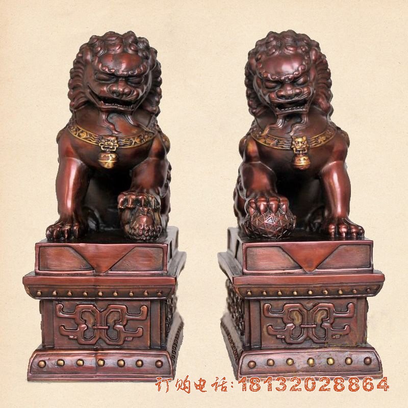 门口北京狮铜雕