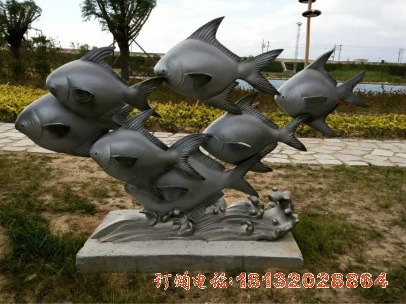 公园不锈钢鱼群雕塑
