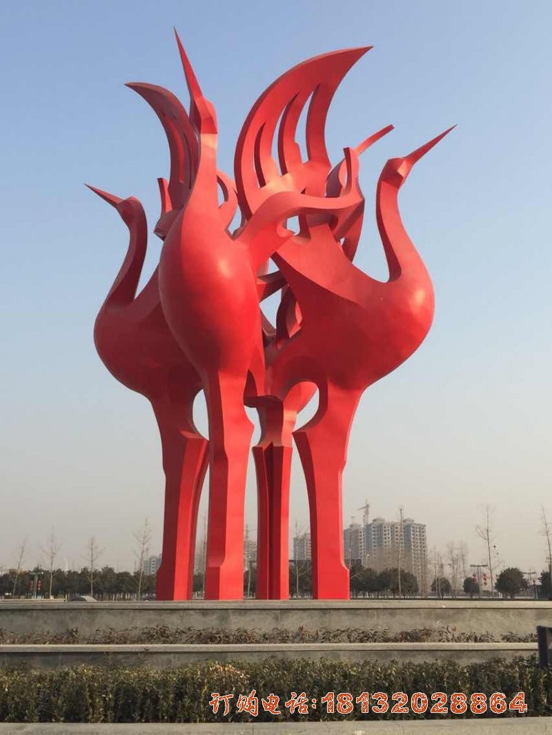 城市大型抽象仙鹤雕塑