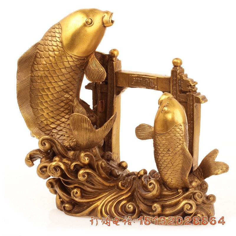 铸铜鲤鱼跃龙门雕塑