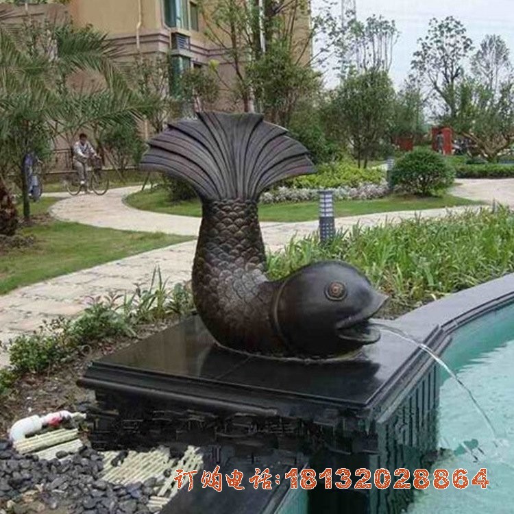 铸铜小区喷水鱼雕塑