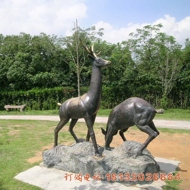 供应铜动物雕塑 铜鹿摆件