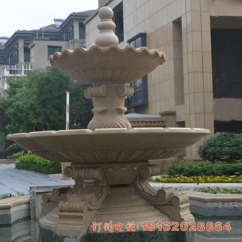 大理石小区双层喷泉雕塑