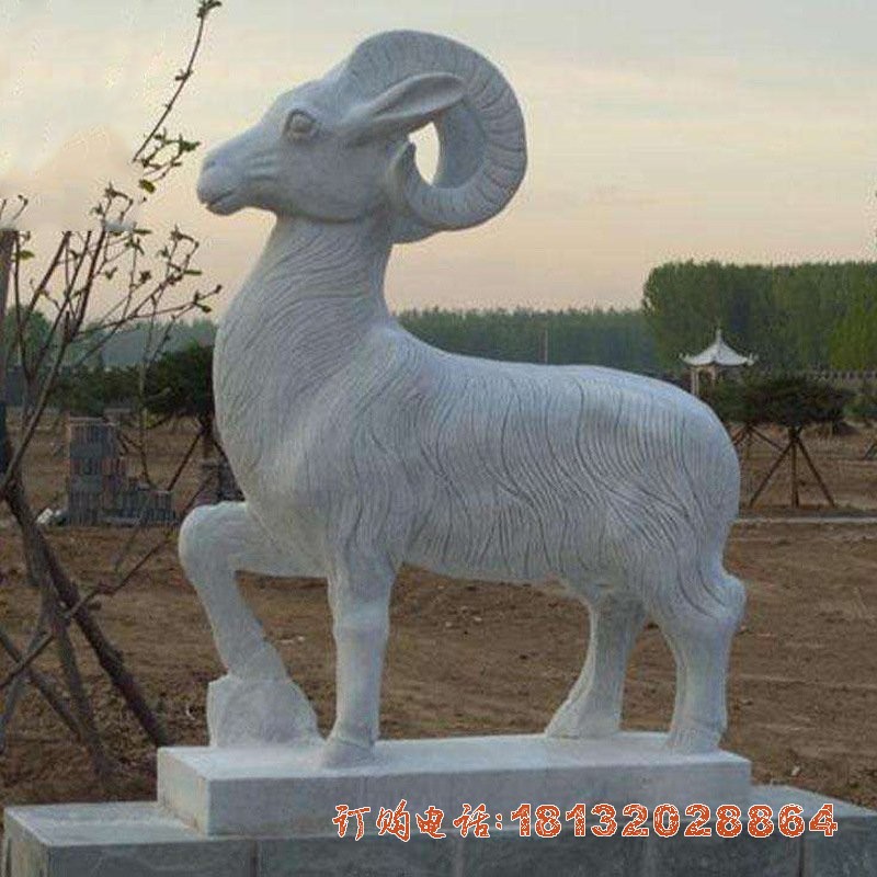 大理石公园动物山羊雕塑