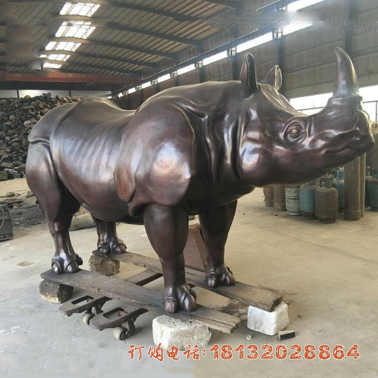 公园动物犀牛铜雕