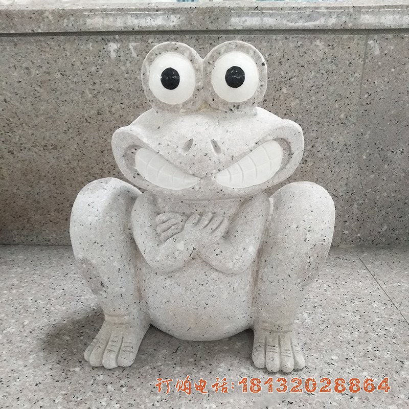 大理石卡通青蛙雕塑