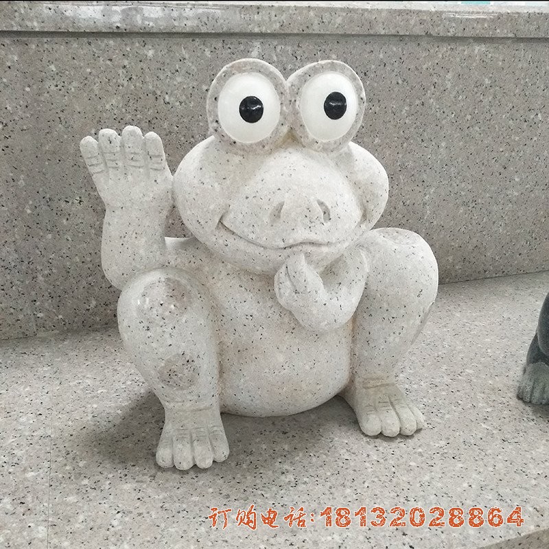 大理石卡通青蛙公园动物雕塑