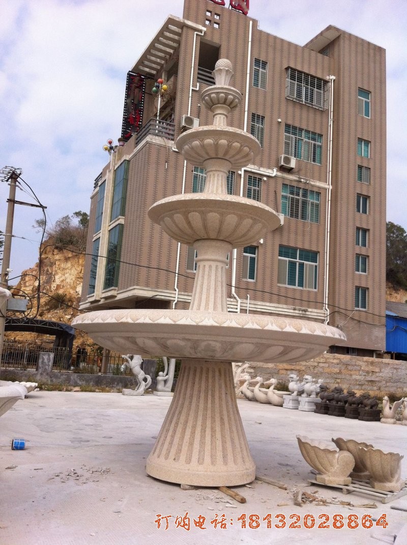 大理石简约四层喷泉雕塑