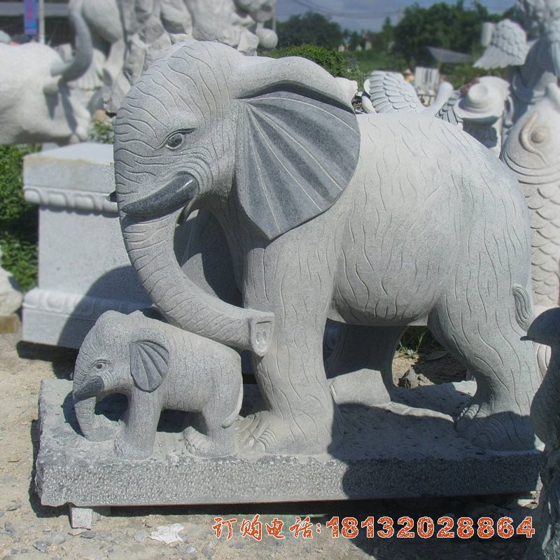 公园母子大象石雕