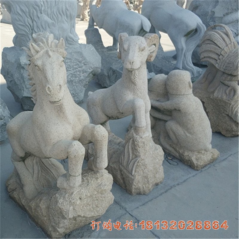 大理石12生肖动物雕塑