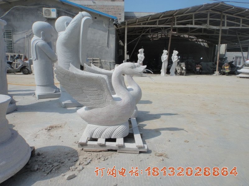大理石喷水天鹅雕塑