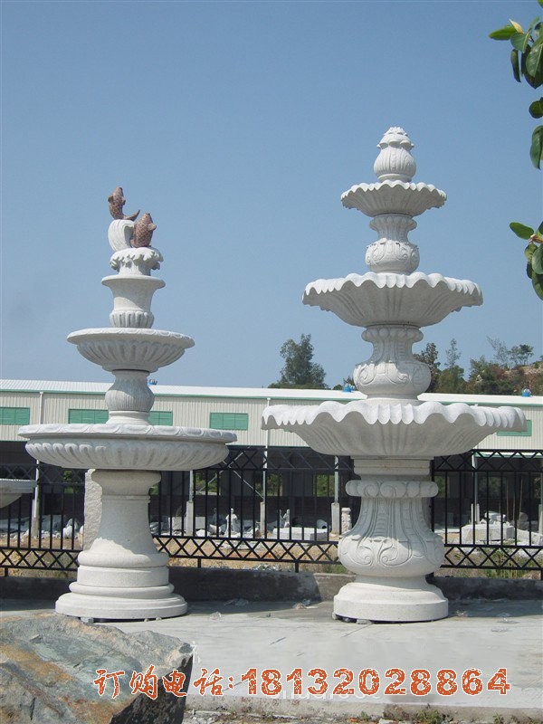 汉白玉小区三层喷泉雕塑