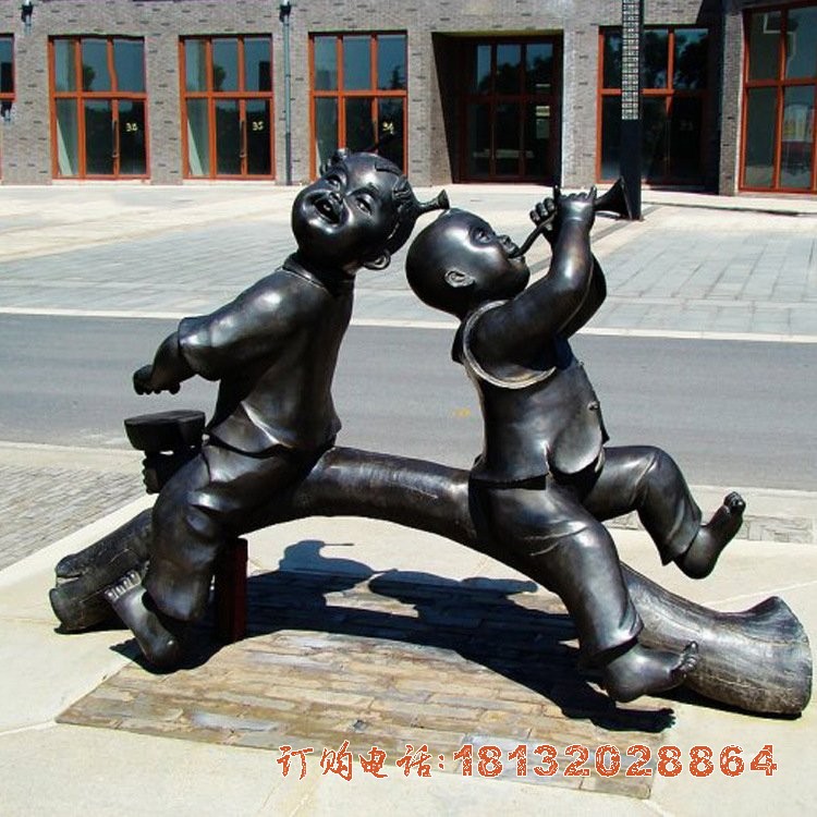 供应室外景观装饰铜人物 孩童玩耍铜雕