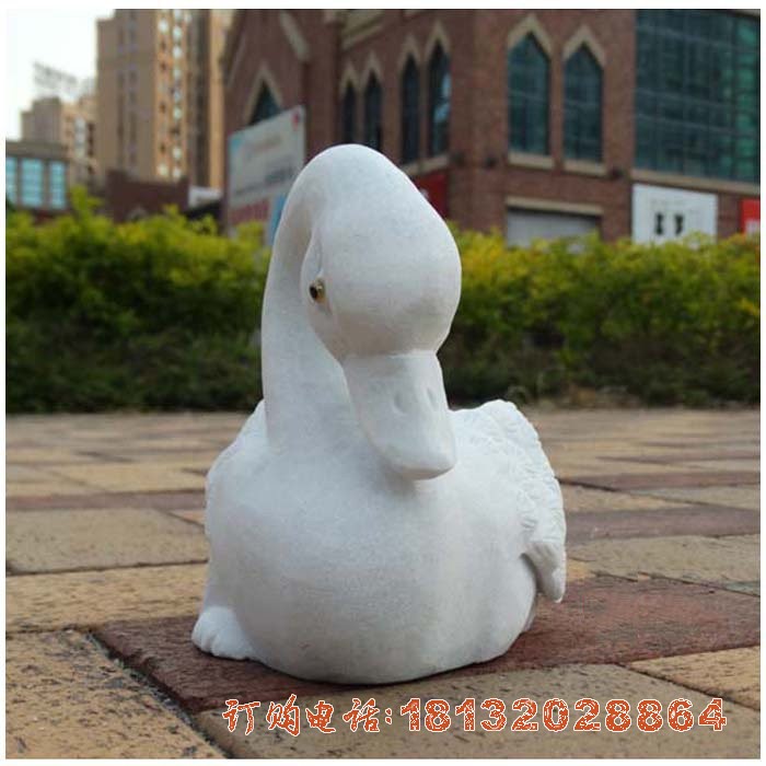 汉白玉天鹅雕塑，公园动物石雕
