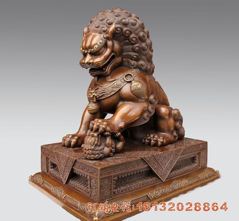 铜雕北京狮